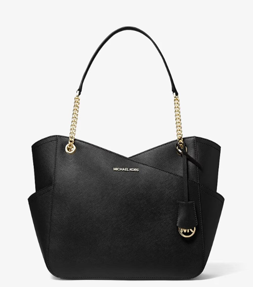 Michael Kors Jet Set Travel Large Chain Shoulder Tote Black Leather NWT $558